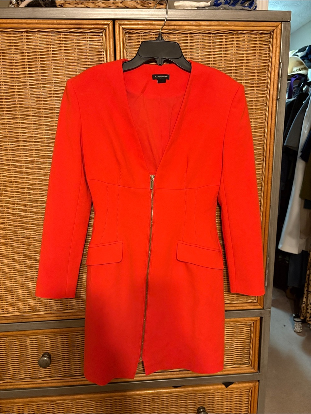 Karen Millen Vibrant Red Zip-Front Trench Coat